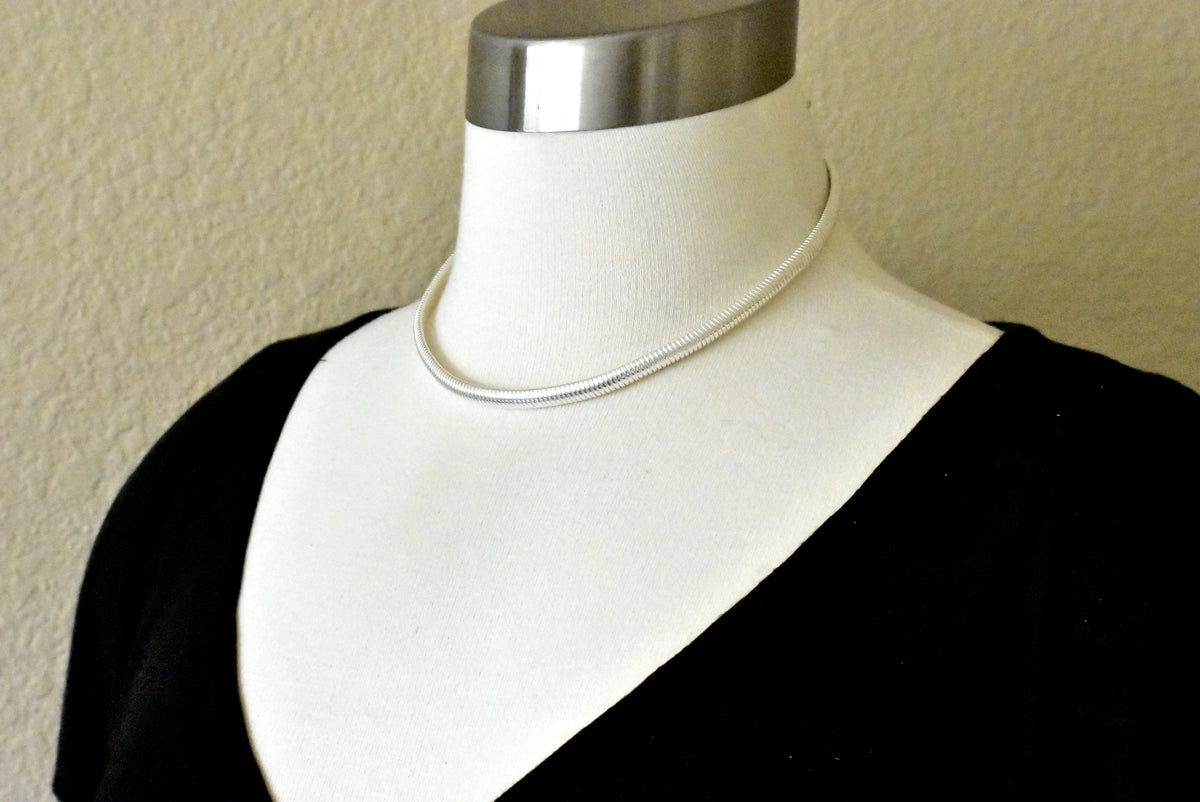 sterling silver 6mm reversible round to flat omega cubetto choker necklace pendant chain