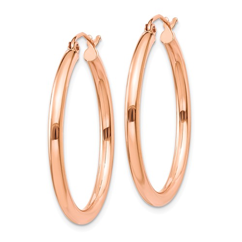 14K Rose Gold Classic Round Hoop Earrings 28mm x 2.5mm