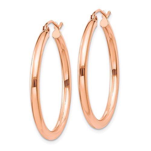 14k rose gold classic round hoop earrings 28mm x 2.5mm