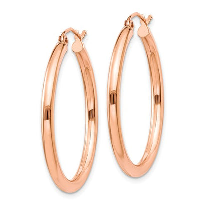 14k rose gold classic round hoop earrings 28mm x 2.5mm