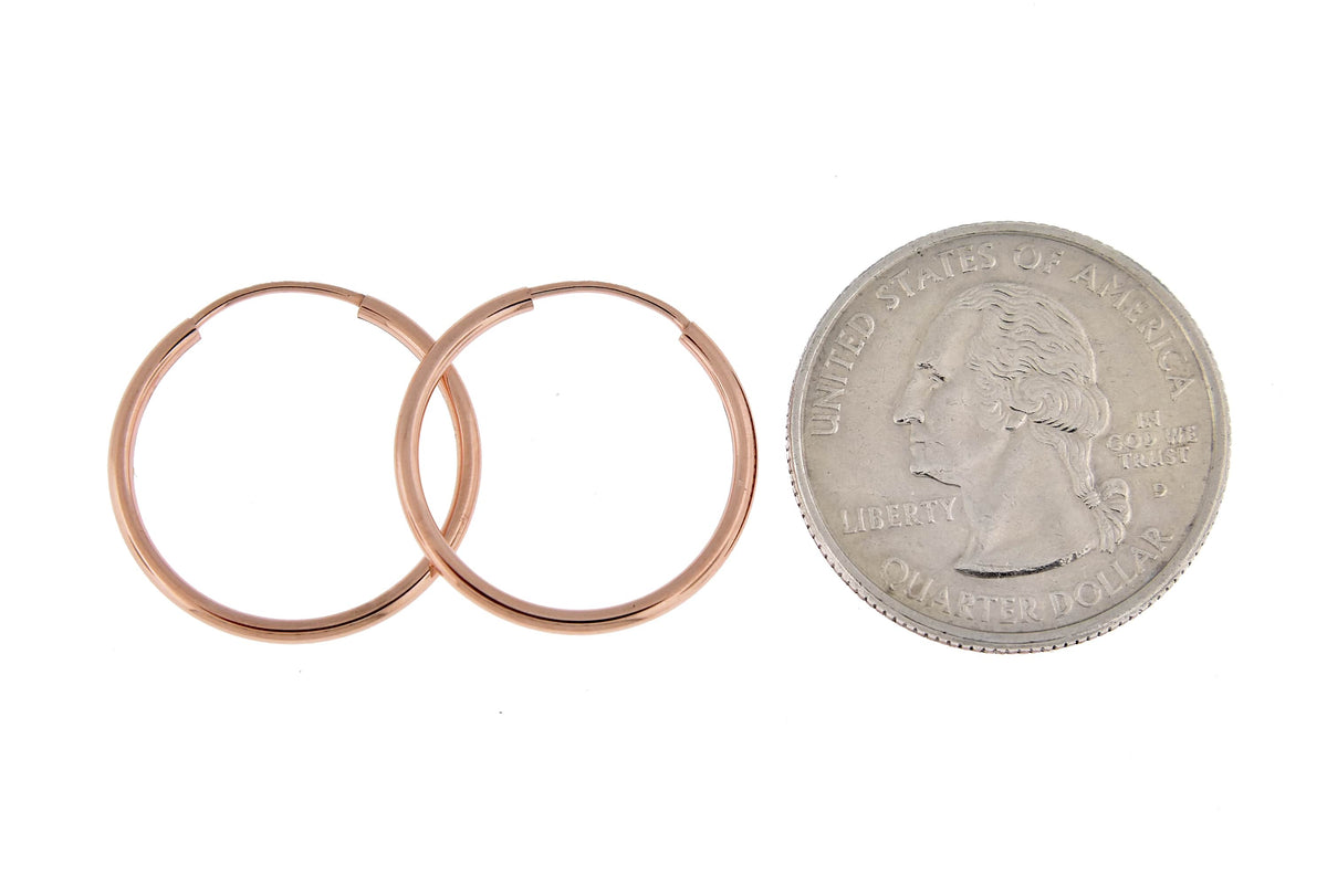 14k rose gold classic endless round hoop earrings 22mm x 1.5mm