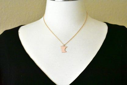 14k 10k yellow rose white gold diamond silver minnesota mn state map personalized city necklace