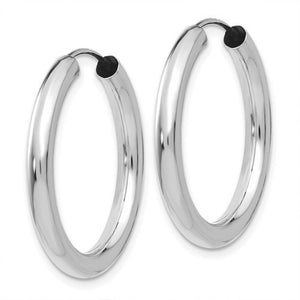 14k White Gold Classic Round Endless Hoop Earrings 25mm x 3mm