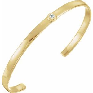 14k yellow white rose gold or sterling silver 1/10 ct diamond cuff bangle bracelet