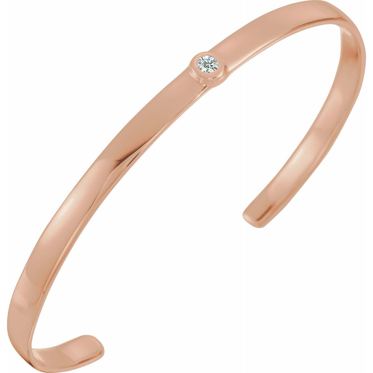 14k yellow white rose gold or sterling silver 1/10 ct diamond cuff bangle bracelet
