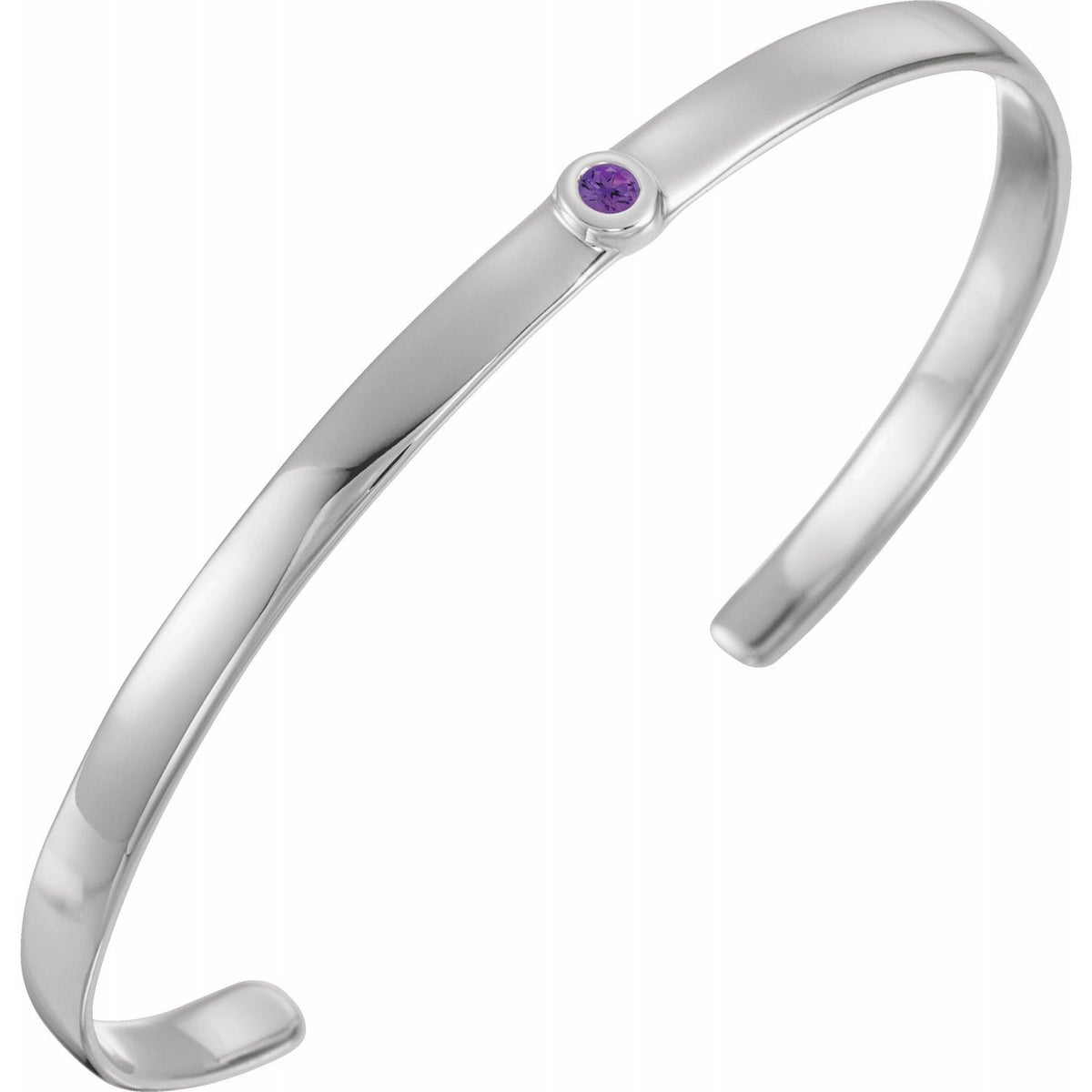 14k yellow white rose gold or sterling silver amethyst cuff bangle bracelet