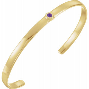 14k yellow white rose gold or sterling silver amethyst cuff bangle bracelet