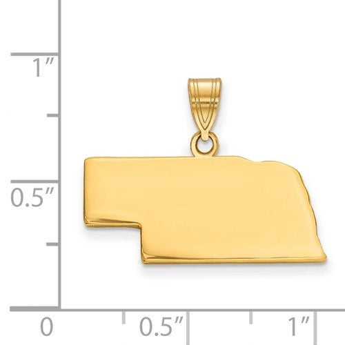 14k gold or sterling silver nebraska ne state map pendant charm personalized monogram