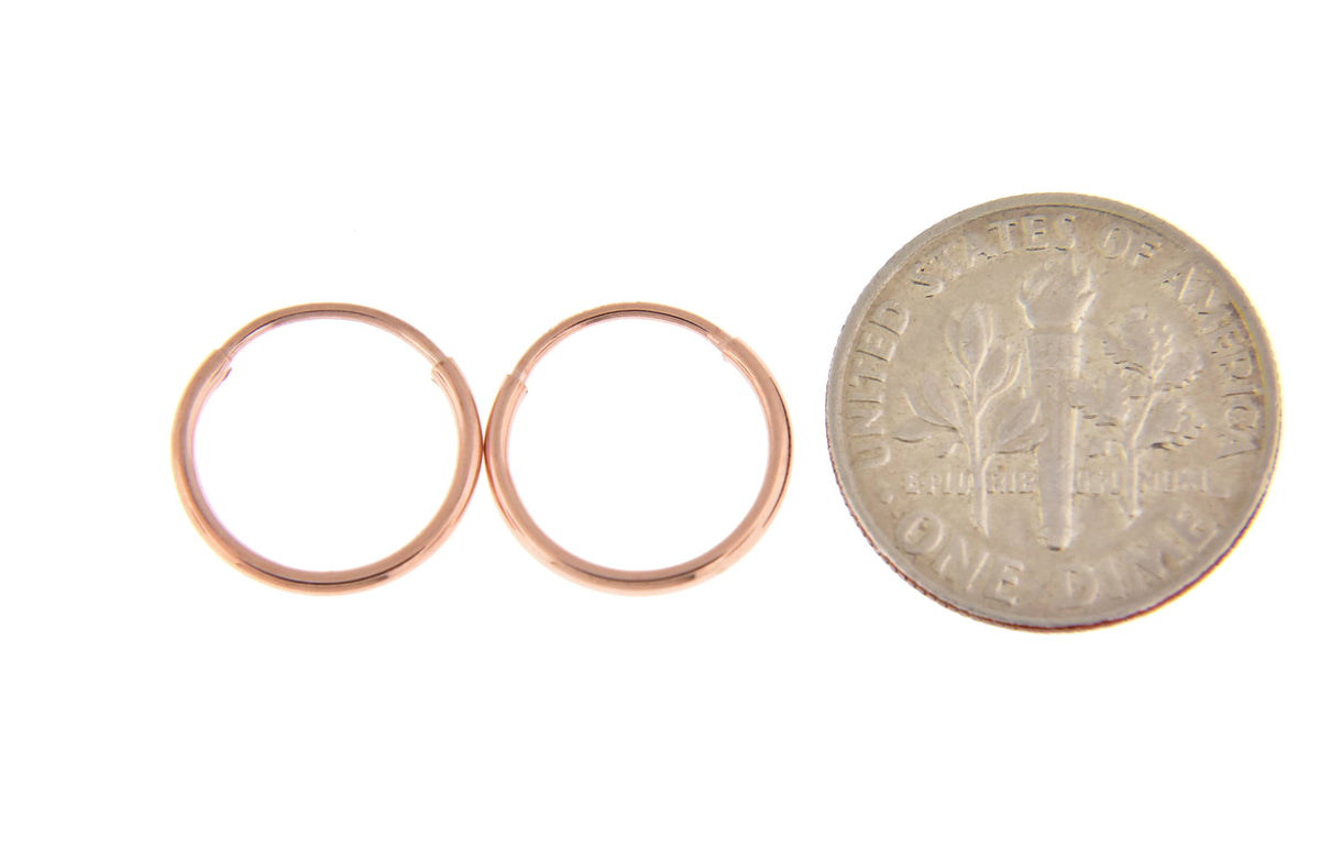 14k rose gold classic endless round hoop earrings 13mm x 1.25mm