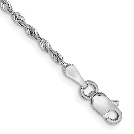 10k white gold 1.85mm diamond cut quadruple rope bracelet anklet choker necklace pendant chain