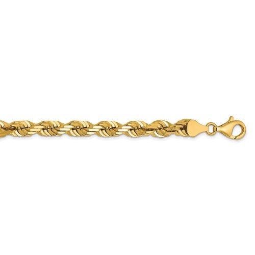 14k solid yellow gold 6.5mm diamond cut rope bracelet anklet choker necklace pendant chain