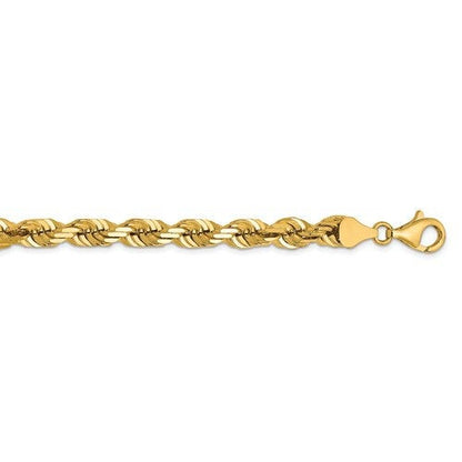 14k solid yellow gold 6.5mm diamond cut rope bracelet anklet choker necklace pendant chain