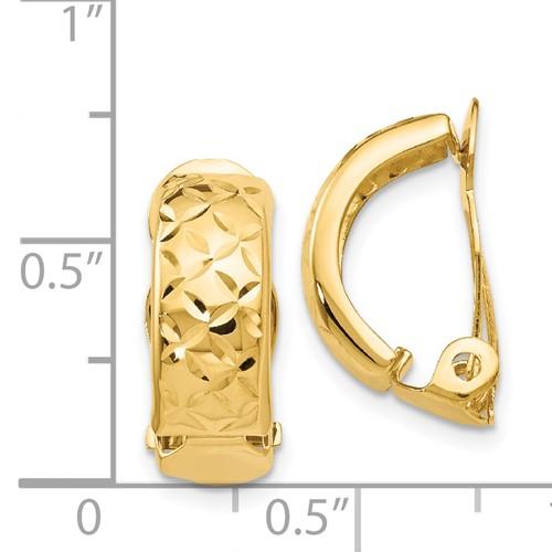 14k yellow gold non pierced clip on j hoop earrings