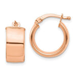 Load image into Gallery viewer, 14k Rose Gold Round Square Tube Hoop Earrings 14mm x 7mm

