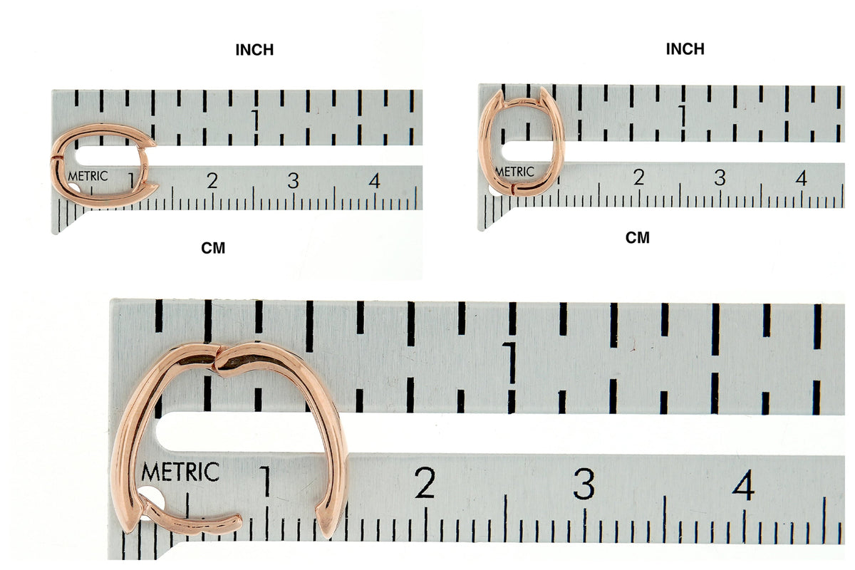 14k rose gold classic huggie hinged hoop earrings 13mm x 10mm x 3mm