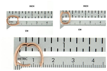 14k rose gold classic huggie hinged hoop earrings 13mm x 10mm x 3mm