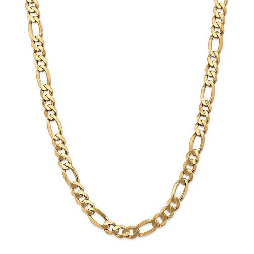 14k yellow gold 8.75mm flat figaro bracelet anklet choker pendant necklace chain