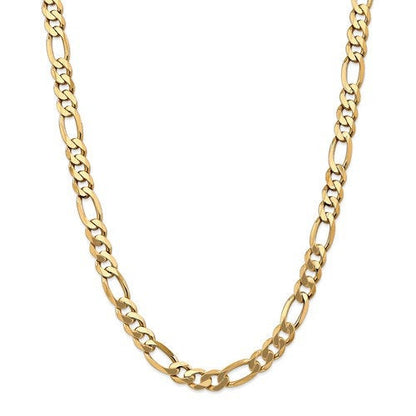 14k yellow gold 8.75mm flat figaro bracelet anklet choker pendant necklace chain