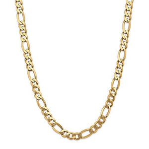 14K Yellow Gold 8.75mm Flat Figaro Bracelet Anklet Choker Pendant Necklace Chain
