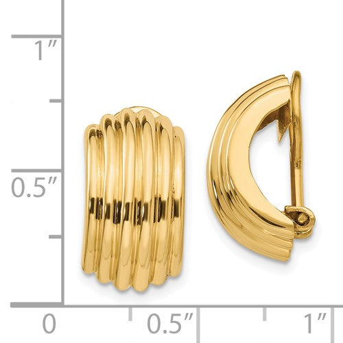 14k yellow gold non pierced fancy clip on huggie j hoop earrings