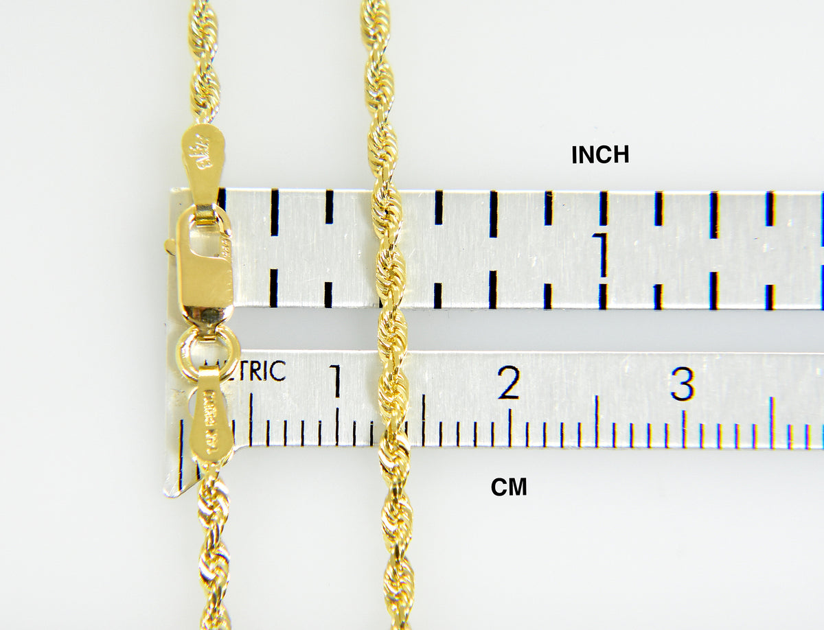 14k yellow gold 2mm diamond cut quadruple rope bracelet anklet necklace chain