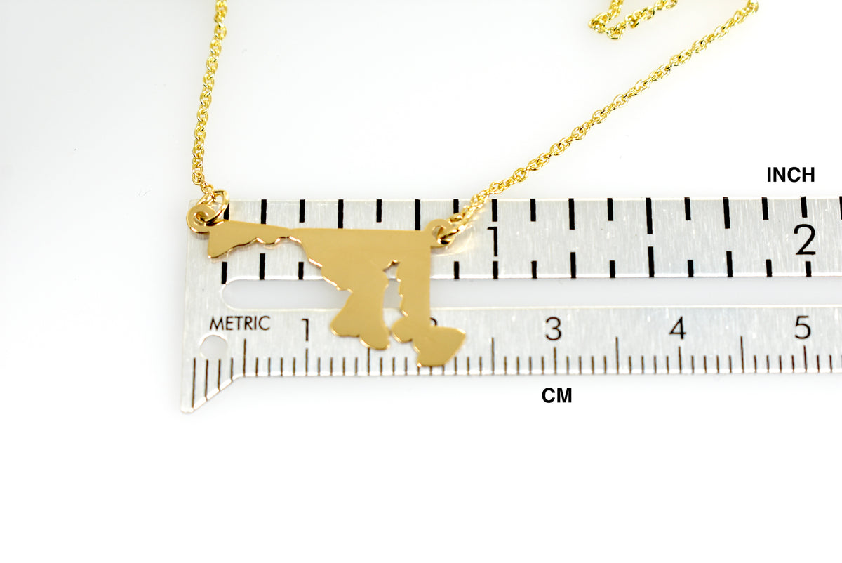 14k gold or sterling silver maryland md state name necklace personalized monogram