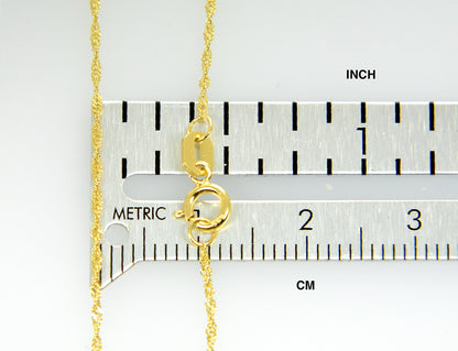 14k yellow gold 1mm singapore twisted bracelet anklet necklace choker pendant chain