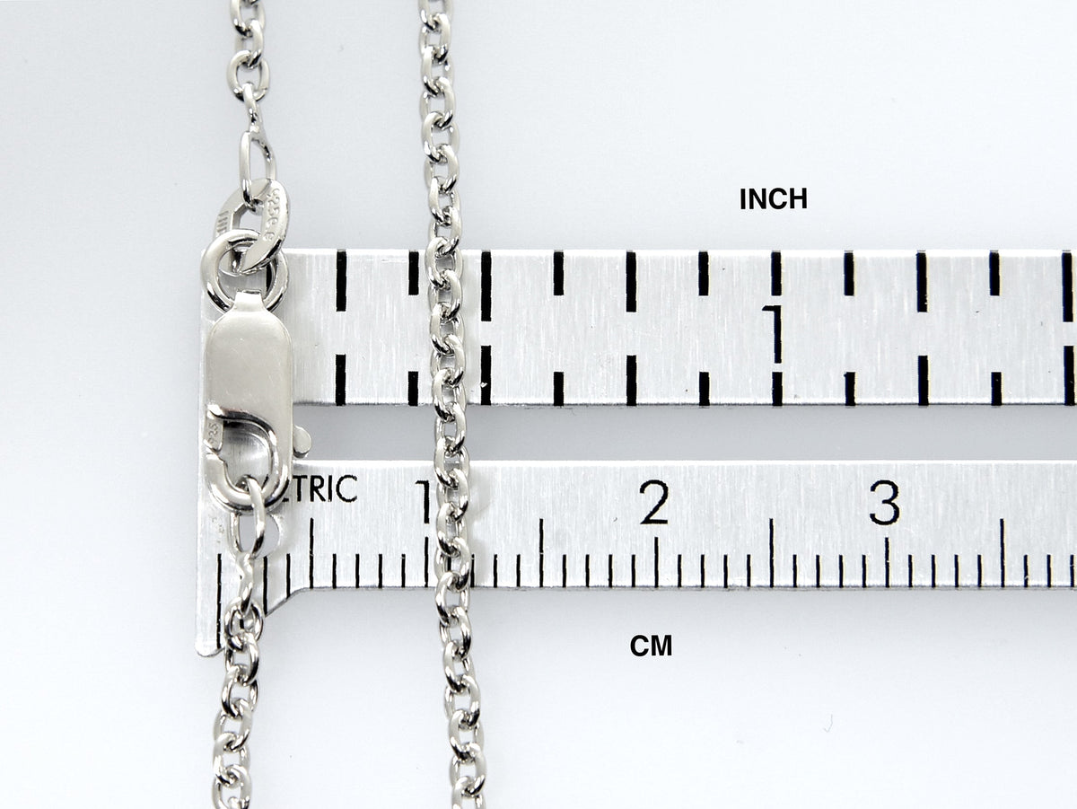 sterling silver rhodium plated 1.95mm cable necklace choker pendant chain