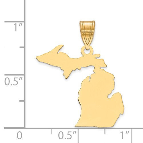 14K Gold or Sterling Silver Michigan MI State Map Pendant Charm Personalized Monogram
