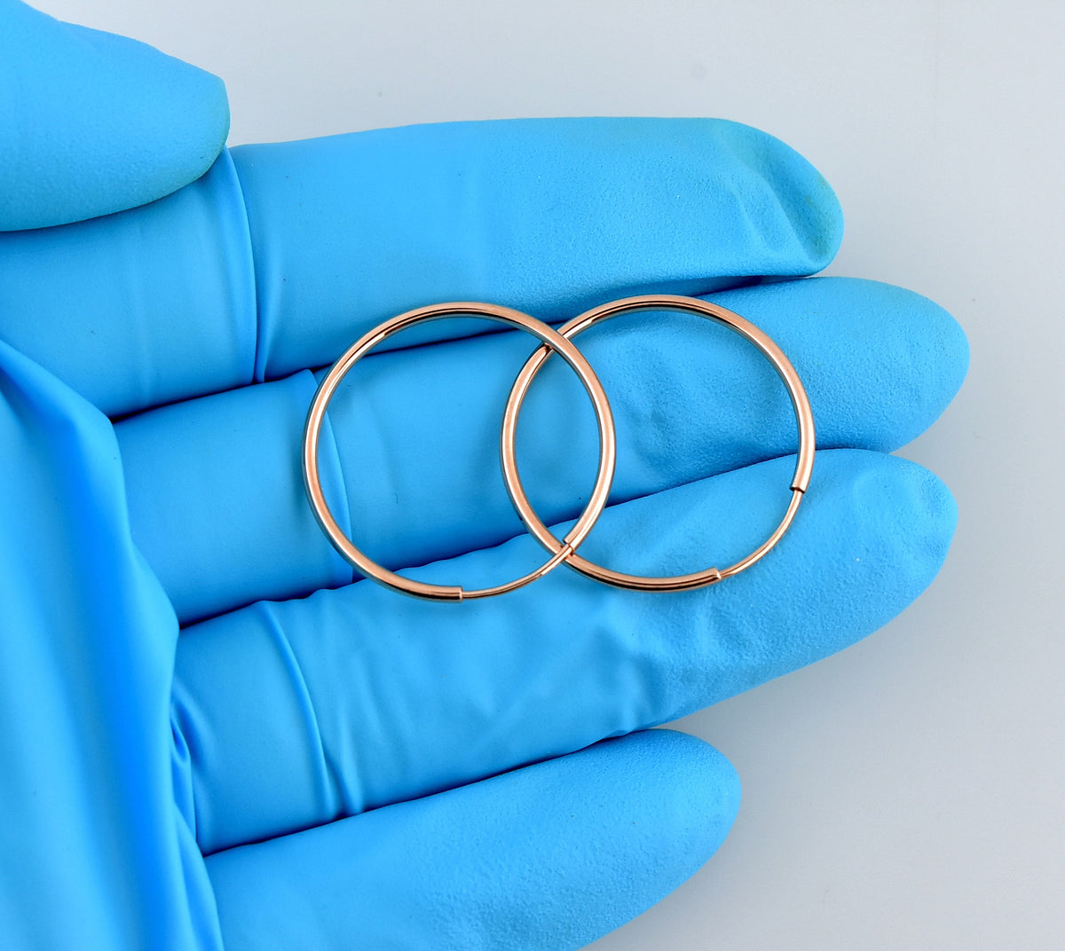 14k rose gold classic endless round hoop earrings 27mm x 1.5mm