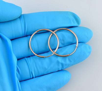 14k rose gold classic endless round hoop earrings 27mm x 1.5mm