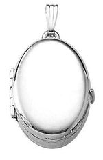 Load image into Gallery viewer, 14K White Gold 23mm x 19mm Photo Oval Locket Pendant Charm Engraved Personalized Monogram
