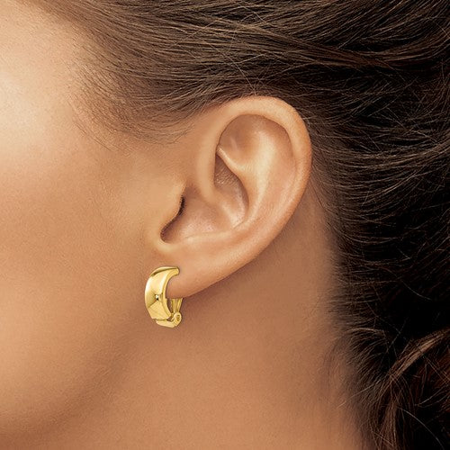 14k yellow gold non pierced clip on j hoop earrings