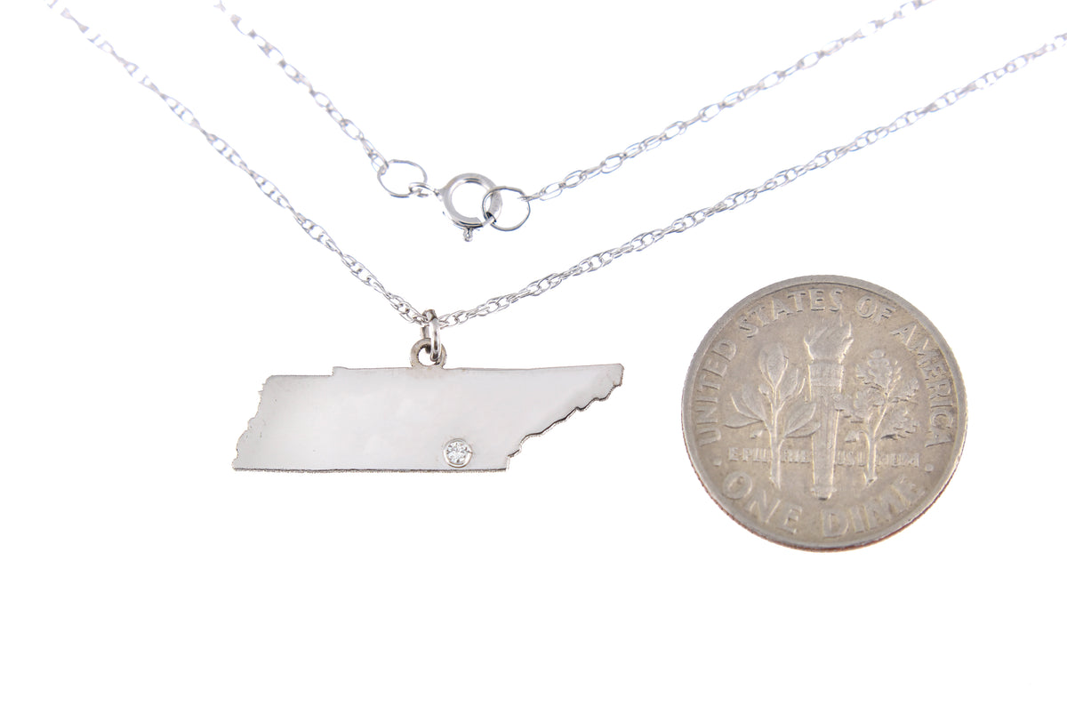 14k 10k yellow rose white gold diamond silver tennessee tn state map personalized city necklace
