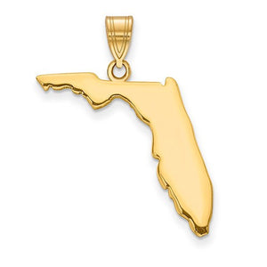 14K Gold or Sterling Silver Florida FL State Map Pendant Charm Personalized Monogram