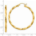 Kép betöltése a galériamegjelenítőbe: 14K Yellow Gold Twisted Modern Classic Round Hoop Earrings 45mm x 3mm
