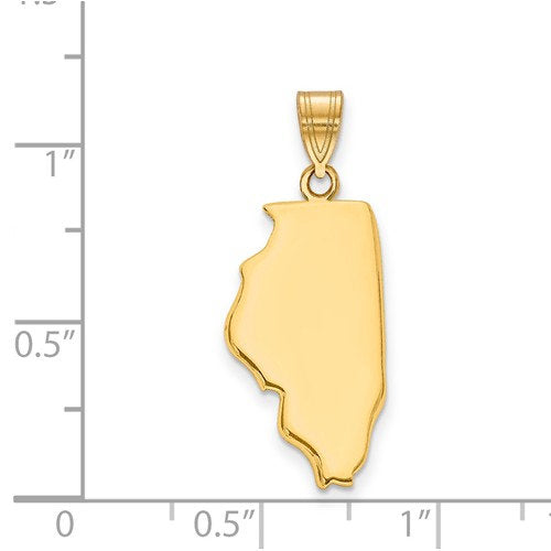 14k gold or sterling silver illinois il state map pendant charm personalized monogram