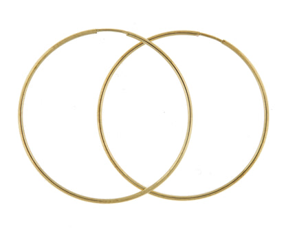 14k yellow gold round endless hoop earrings 40mm x 1.25mm