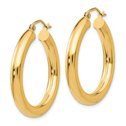 14k yellow gold classic lightweight round hoop earrings 29mmx4mm