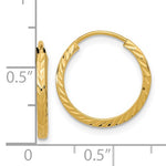 Load image into Gallery viewer, 14k Yellow Gold Diamond Cut Square Tube Round Endless Hoop Earrings 15mm x 1.35mm
