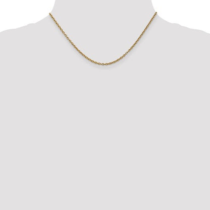 14k yellow gold 2.4mm round open link cable bracelet anklet choker necklace pendant chain