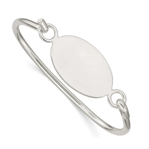Monogrammed Sterling Silver Oval Bangle Bracelet Interlocking