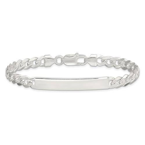 Solid Sterling Silver Engravable Curb Link ID Bracelet Engraved Personalized Name Initials Dates