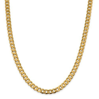 14k yellow gold 7.5mm open concave curb bracelet anklet choker necklace pendant chain