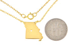 Lataa kuva Galleria-katseluun, 14k Gold 10k Gold Silver Missouri MO State Map Necklace Heart Personalized City

