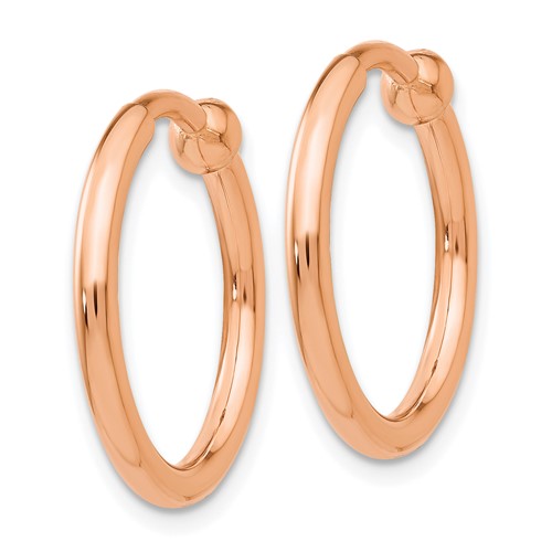 14k rose gold hoop non pierced clip on endless round hoop earrings 19mm x 2mm