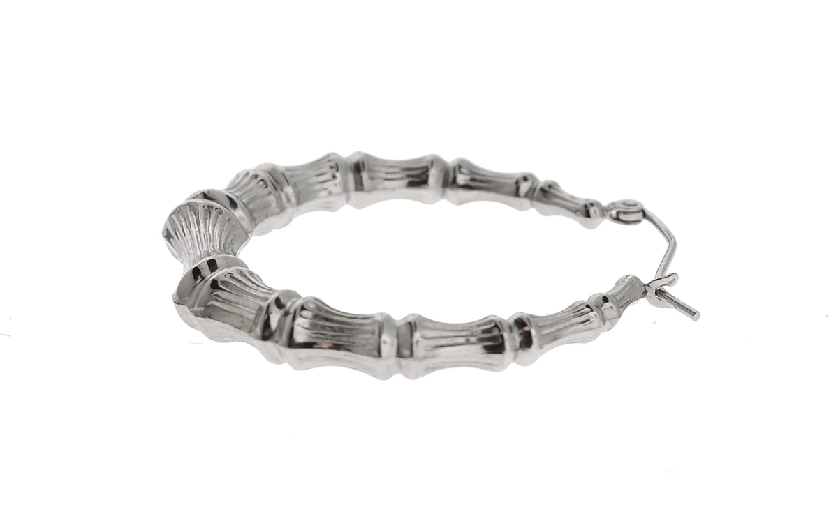 14k white gold bamboo hoop earrings 33mm