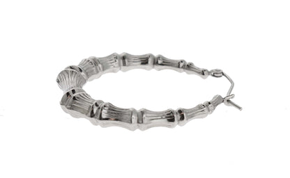 14k white gold bamboo hoop earrings 33mm
