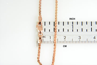 14k rose gold 1.4mm diamond cut spiga wheat bracelet anklet choker necklace pendant chain