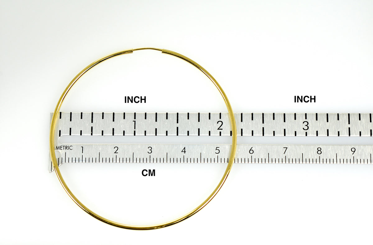 14k yellow gold large classic endless round hoop earrings 55mm x 1.5mm